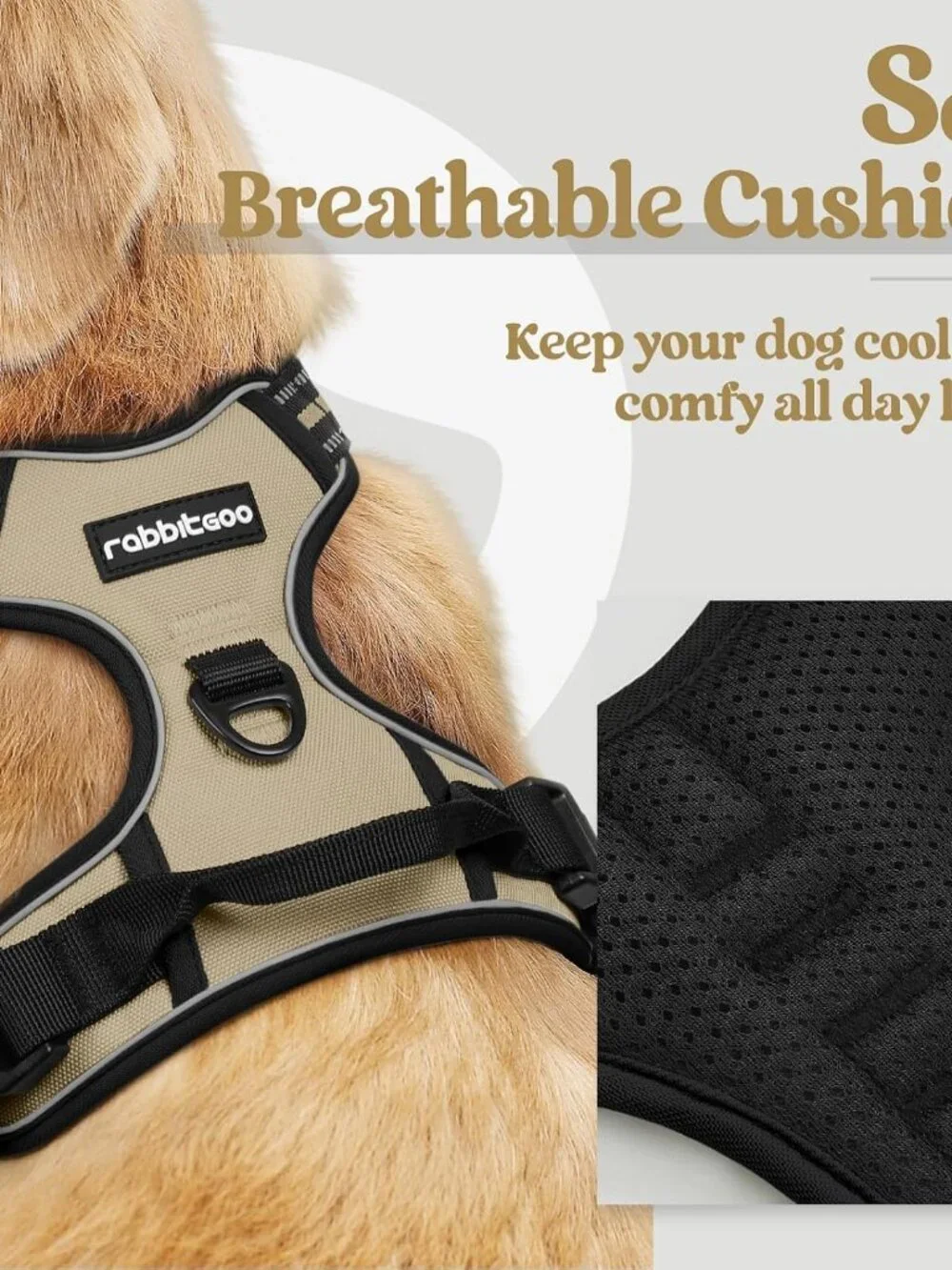 New Rabbitgoo Dog Harness, No Pull for Large Dogs with 2 Leash Clips, Pet Vest